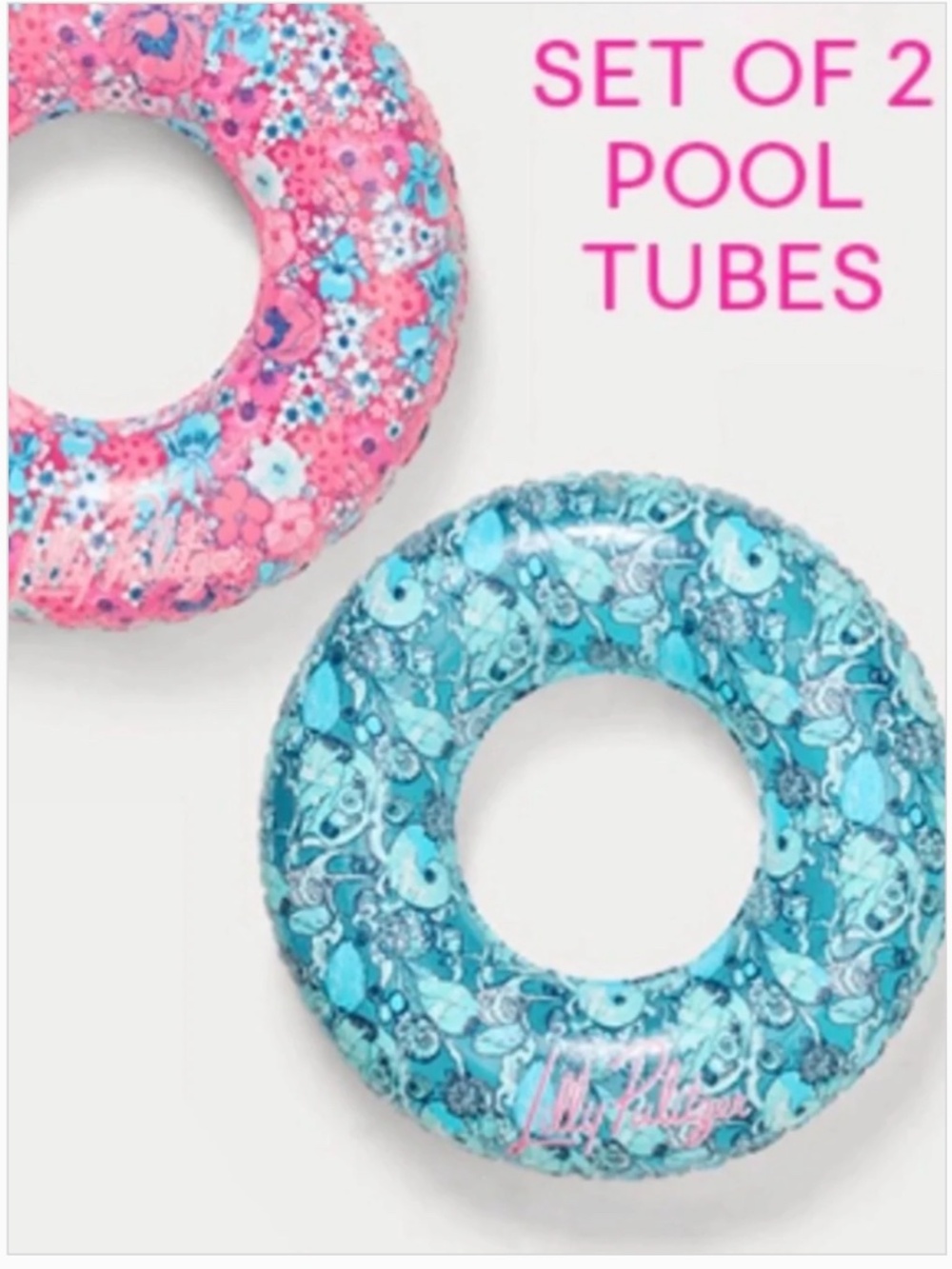 Lilly pulitzer gwp pool tubes set of 2 floral new - Picture 2 of 4